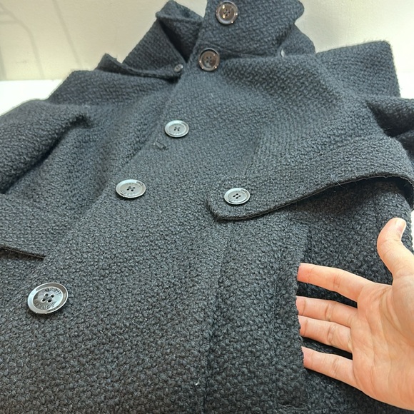 Preloved Esprit Black Coat with Pockets and Hoodie - Picture 8 of 12